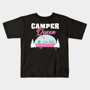 Camper Queen - Funny Camping Gifts for Girls and Women Kids T-Shirt